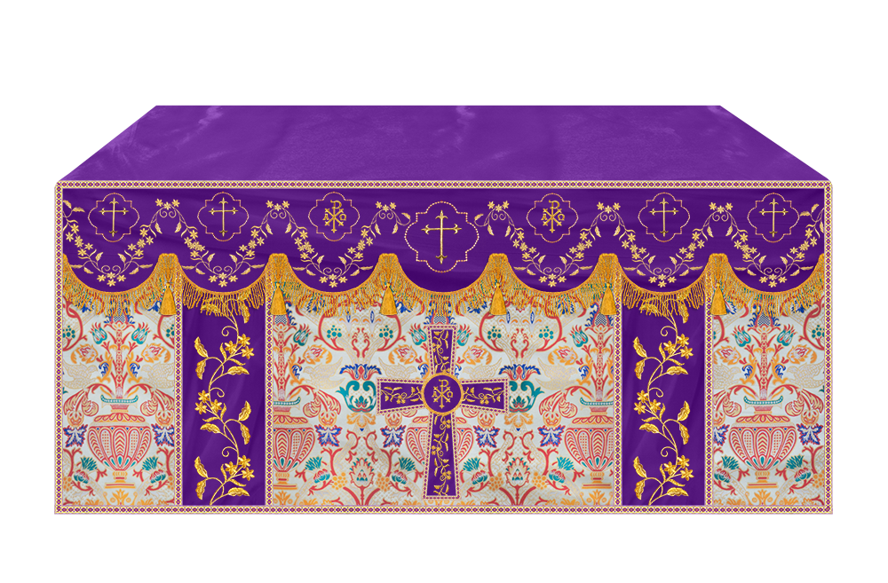Tapestry Altar Cloth Adorned with Intricate Embroidery