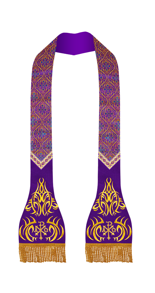 Set of Four Liturgical Roman Stole with Trims