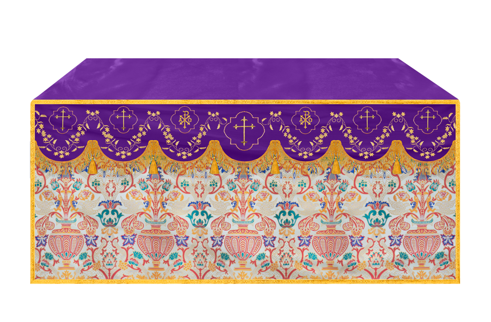 Floral Embroidery Tapestry Altar Cloth with motif