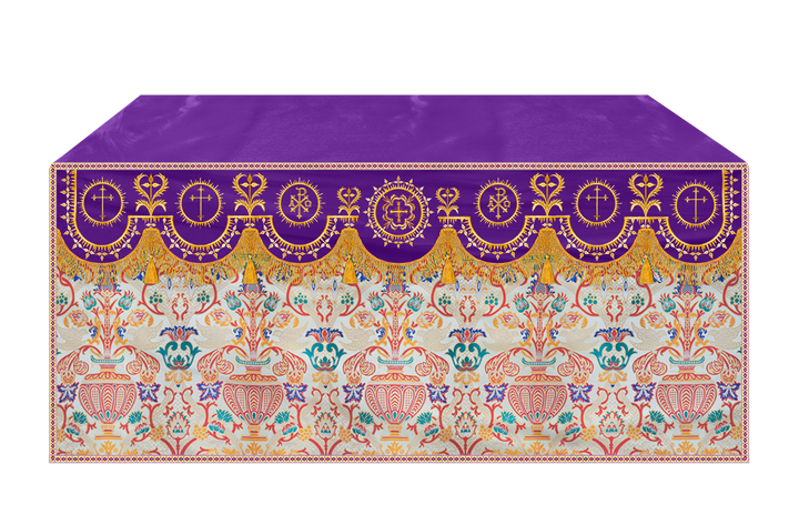 Tapestry Altar Cloth with Elegant Embroidered Trims