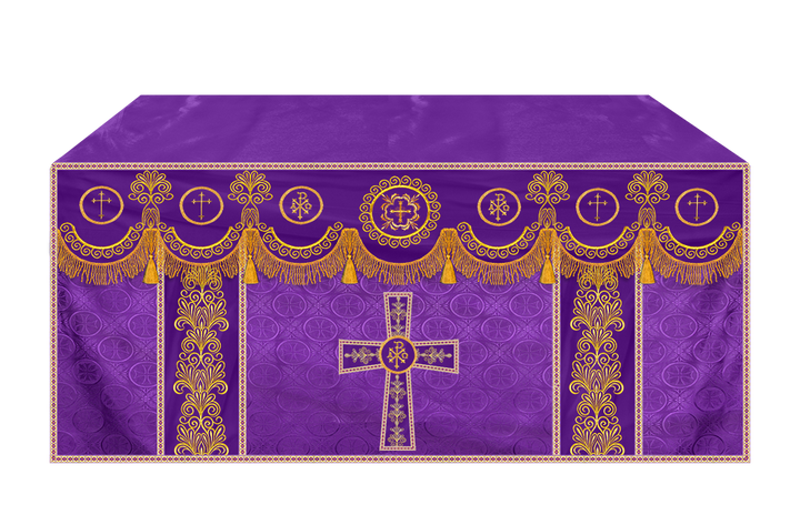 Ornate Altar Cloth with Gold Embroidery & Gothic Cross Design