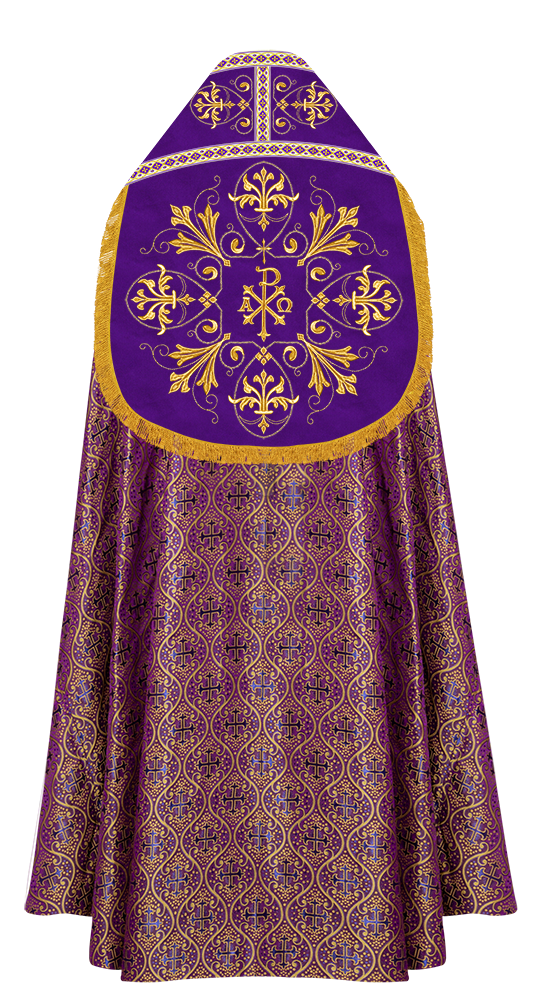 Embroidered Roman Cope Vestment with Braided Trims