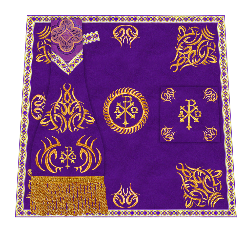 Borromean Chasuble Vestment With Braided Orphrey and Trims