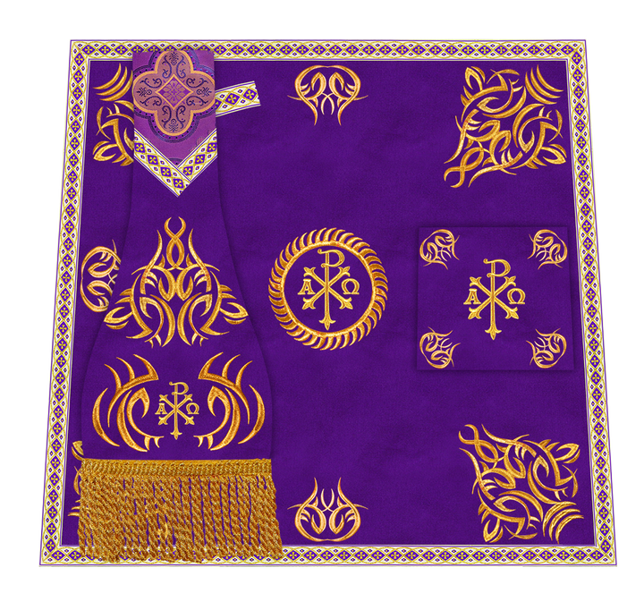 Borromean Chasuble Vestment With Braided Orphrey and Trims