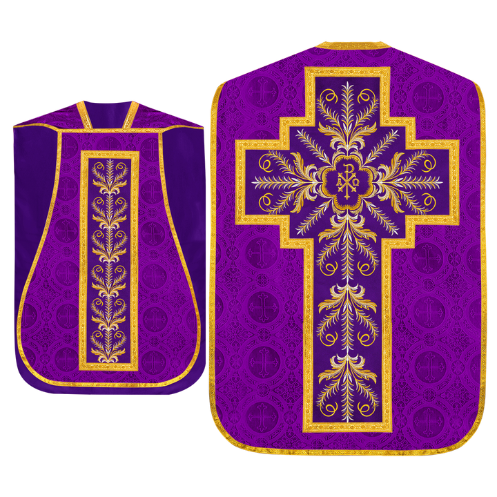 Set of Four Roman Chasuble with liturgical motifs