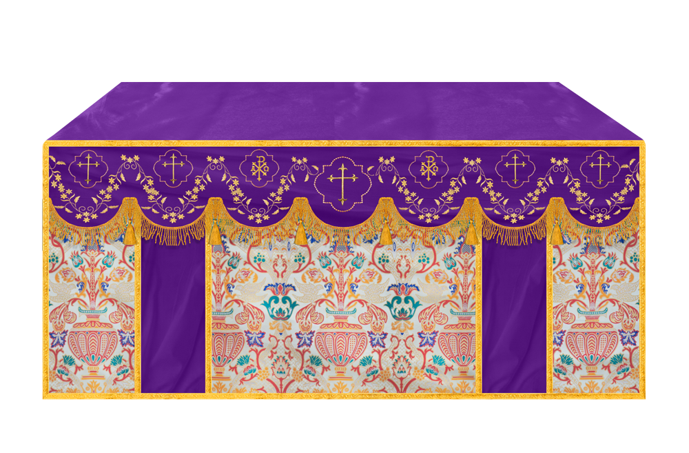 Floral Embroidery Tapestry Altar Cloth with motif