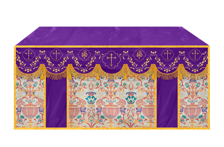 Floral Embroidery Tapestry Altar Cloth with motif
