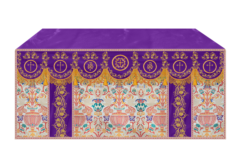 Tapestry  Altar Cloth with Liturgical Motif and Trims