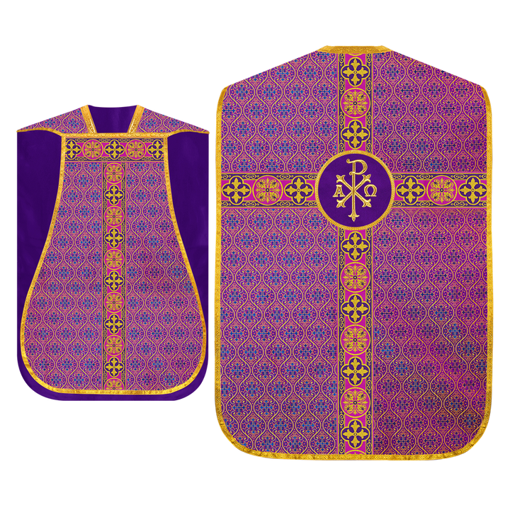 Roman Fiddleback Vestment with Motifs and Braided Trims