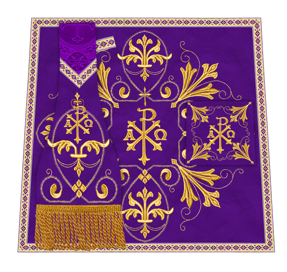 Set of Four Catholic Roman Chasuble with Spiritual Motif