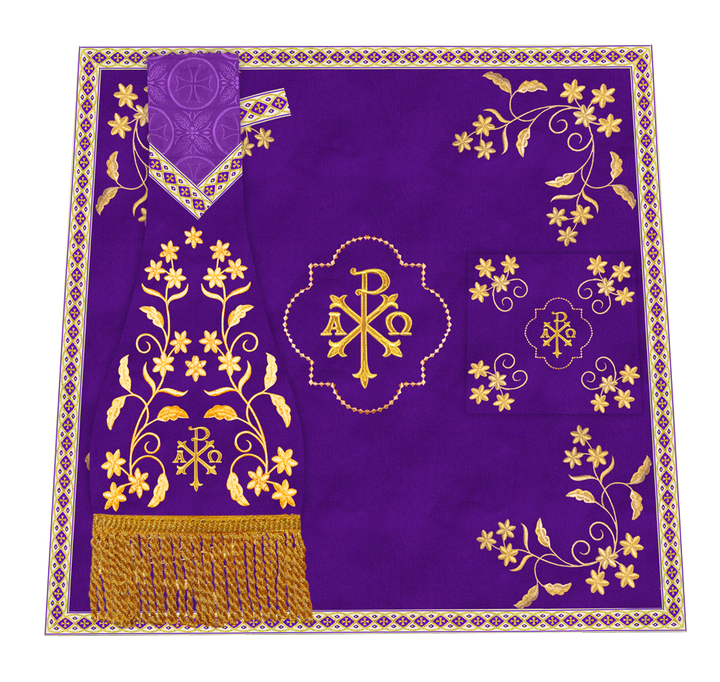Elegant Embroidered Altar Cloth with Decorative Trim
