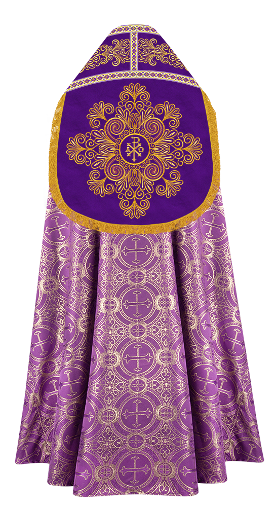 Roman Cope Vestment with Spiritual Motif and Adorned Embroidery