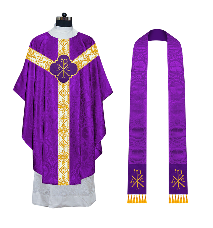 Gothic Chasuble Vestment with Motif and Trims