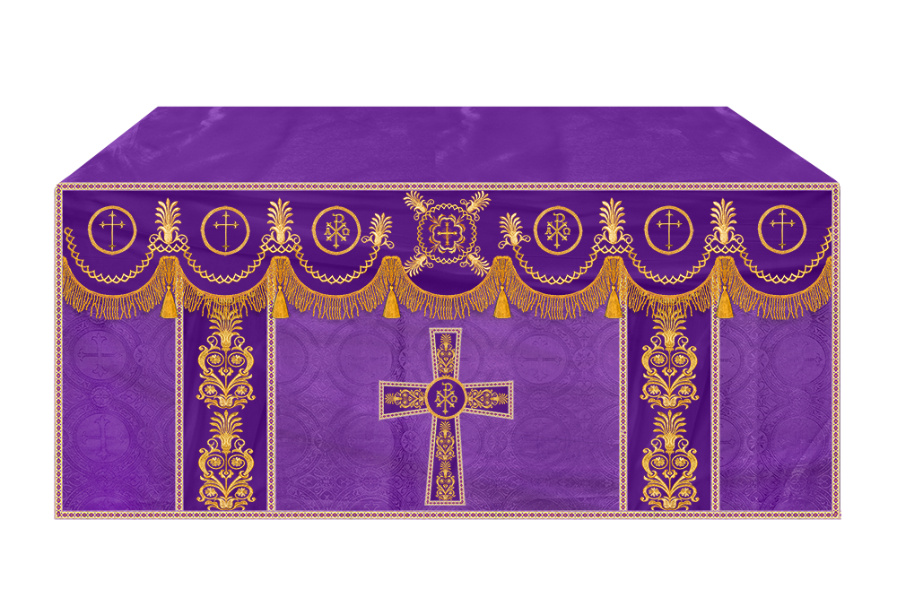 Altar Cloth with Embroidered Motif and Trims