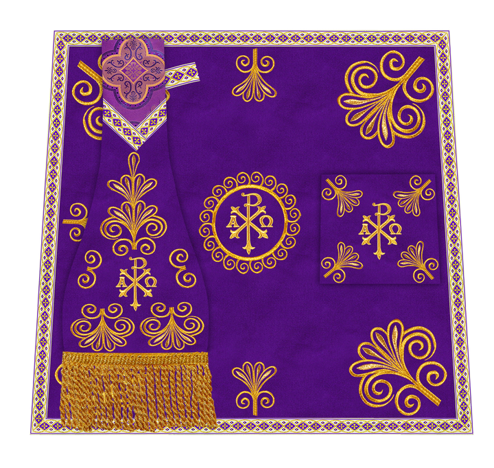 Roman Chasuble Vestment enriched With Coloured Braids and Trims