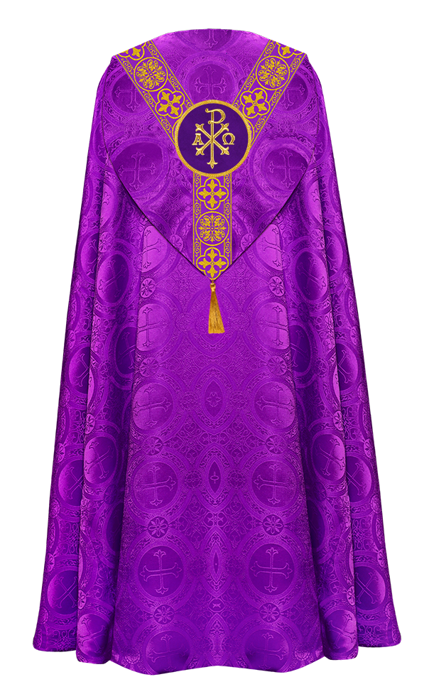 Gothic Cope Vestment with Y Type Braided Trims and Motifs