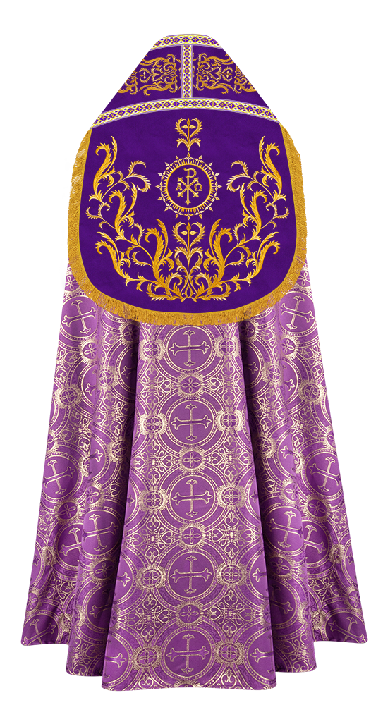 Roman Cope Vestment with Braid Embroidered Orphrey