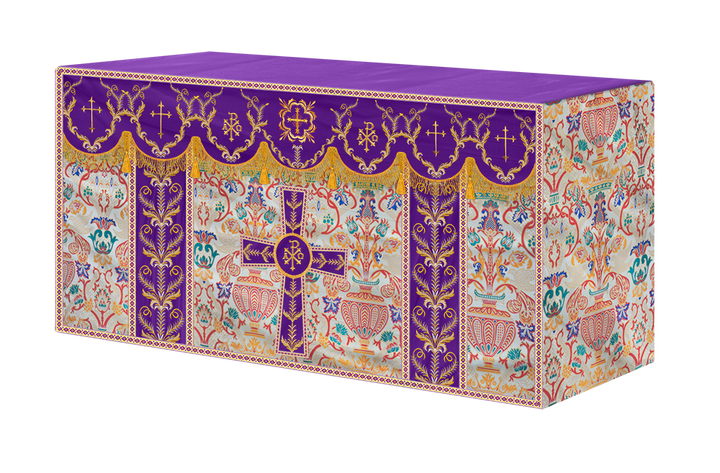 Liturgical Tapestry Altar Cloth with Detailed Embroidered Trims