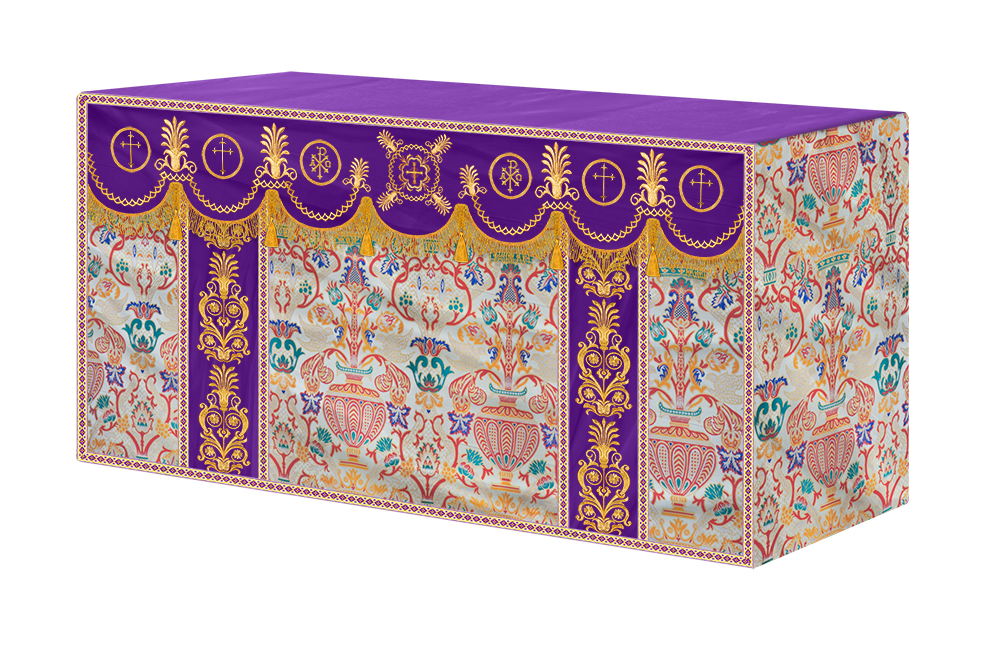 Coronation Tapestry Altar Table Cloth with Embroidered trims