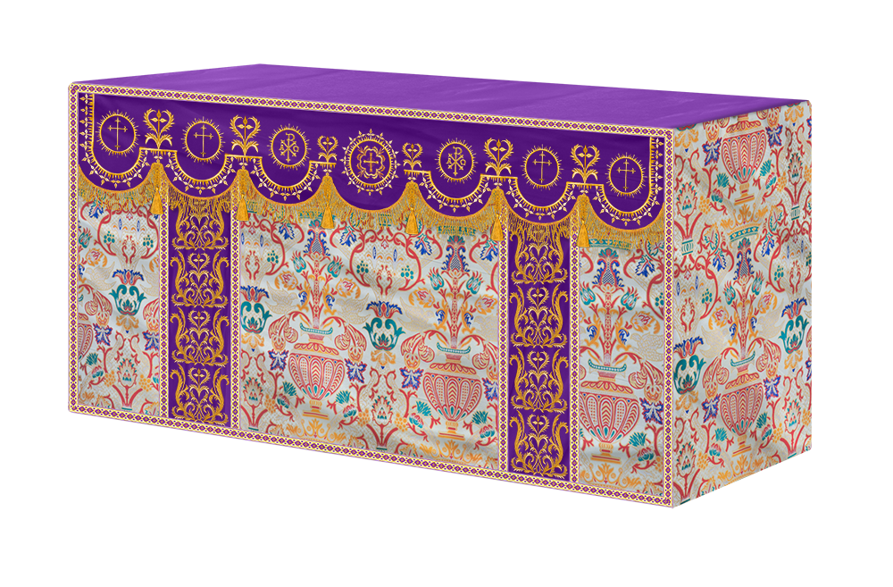 Tapestry Altar Cloth with Elegant Embroidered Trims