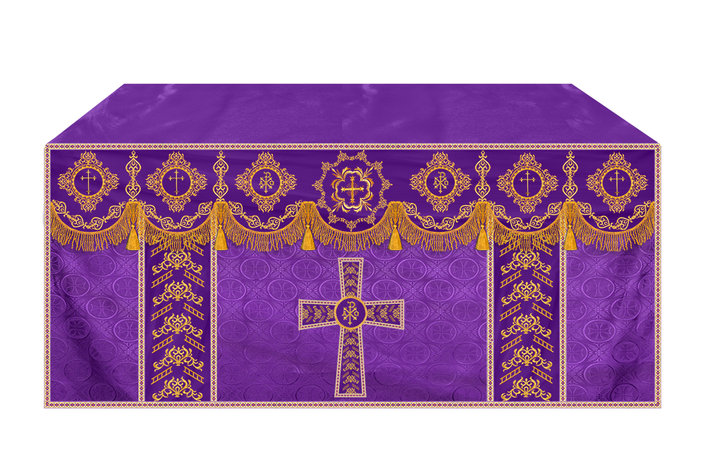 Elegant Altar Cloth with Intricate Orphrey Embroidery & Motif