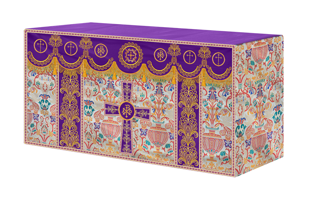 Embroidered Tapestry Altar Cloth with Ornate Orphrey