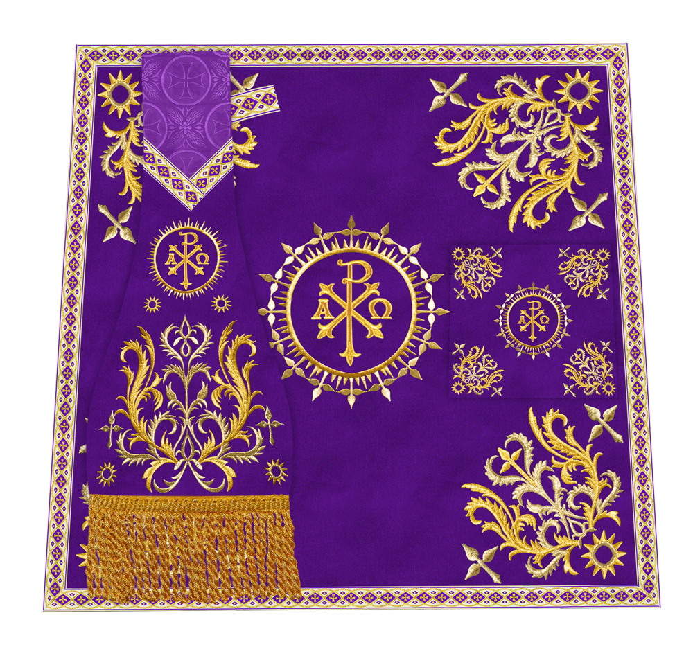 Embroidered Altar Frontal with Ornate Orphrey & Cross Design