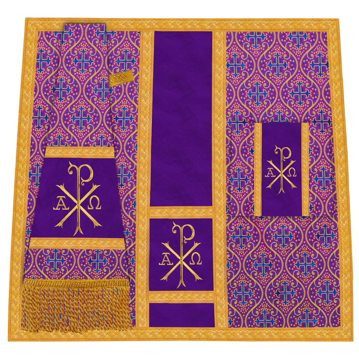 Roman Chasuble Vestment with Spiritual Motif and Ornate Braids