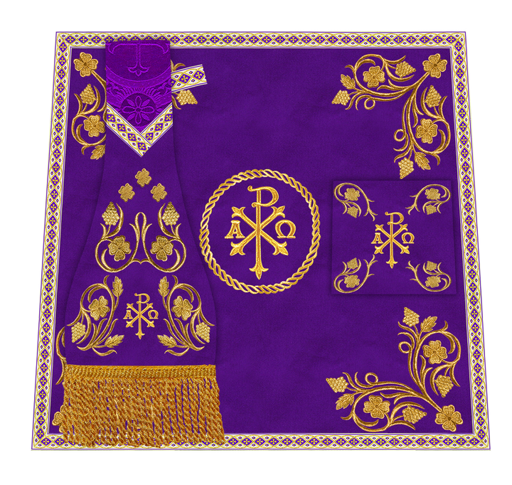 Set of Four Grapes Embroidery Roman Chasuble Vestments