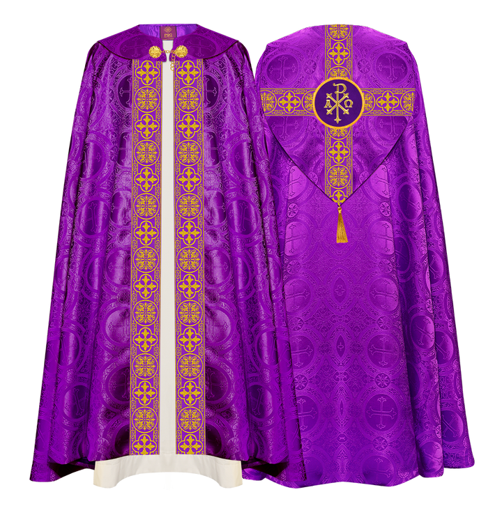 Gothic Cope Vestment with Cross type Braided Trims and motif