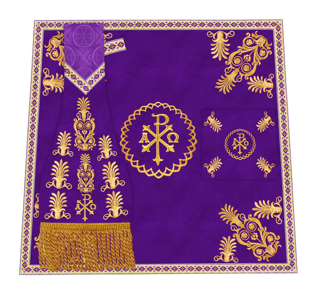 Traditional Altar Cloth with Embroidered Cross & Braided Trims