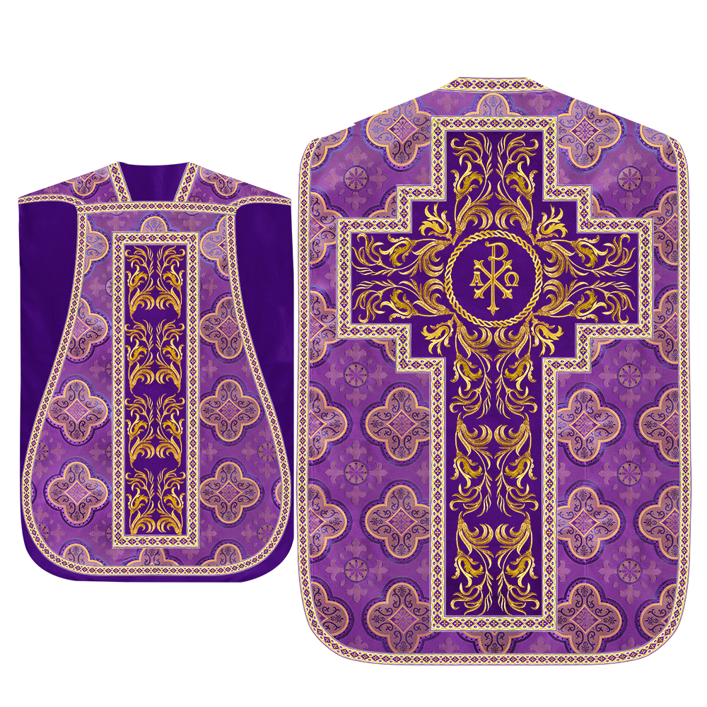 Roman Chasuble Vestment With Woven Braids and Trims