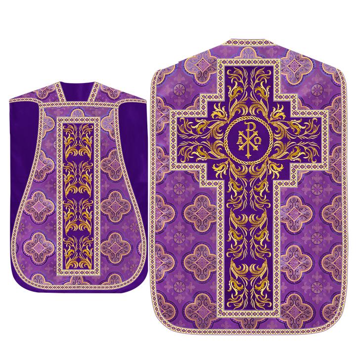 Roman Chasuble Vestment With Woven Braids and Trims