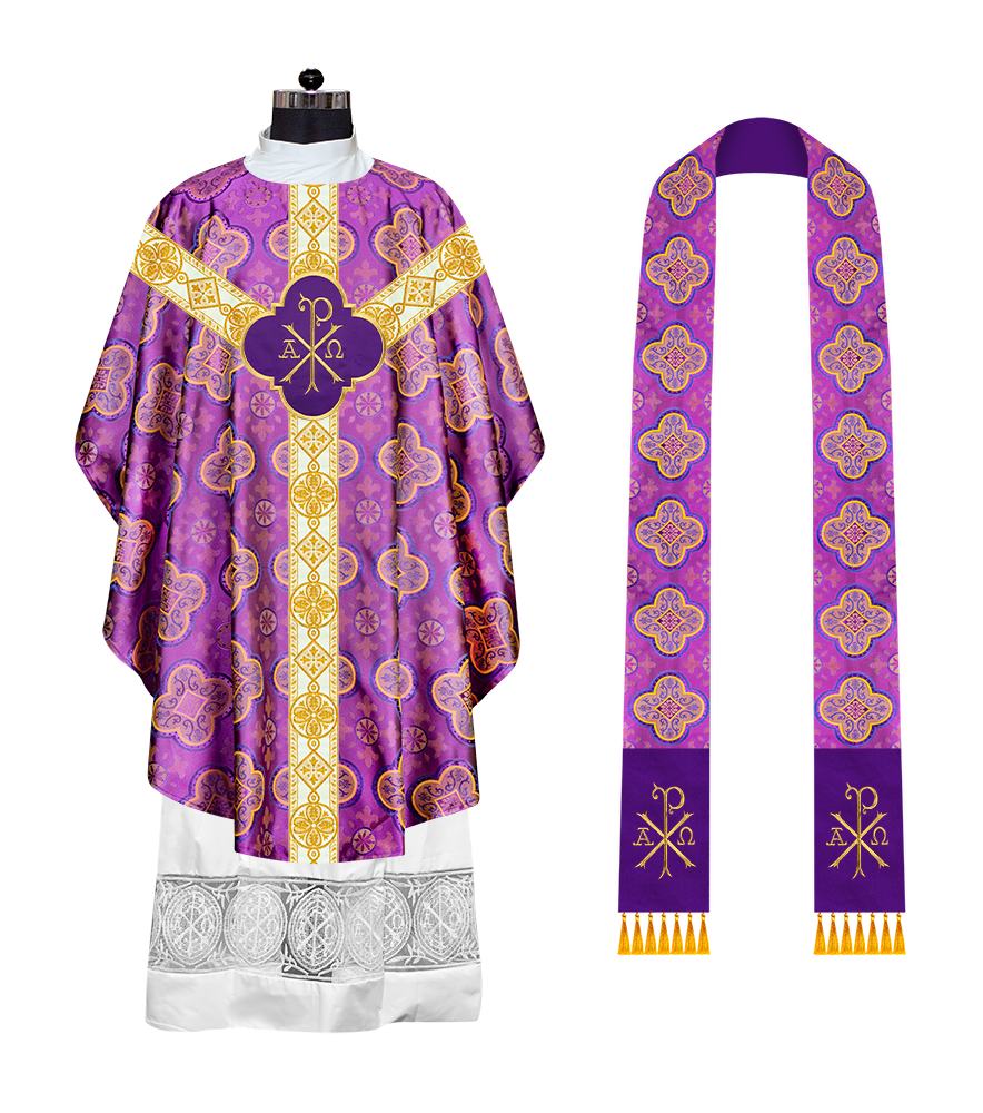 Gothic Chasuble Vestment with Motif and Trims