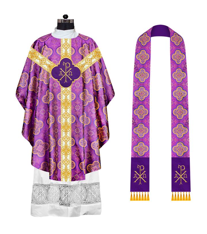 Gothic Chasuble Vestment with Motif and Trims