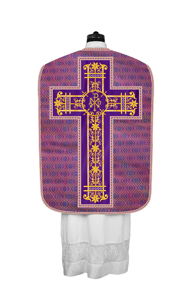 Roman Chasuble Vestment Enhanced With Orphrey and Trims