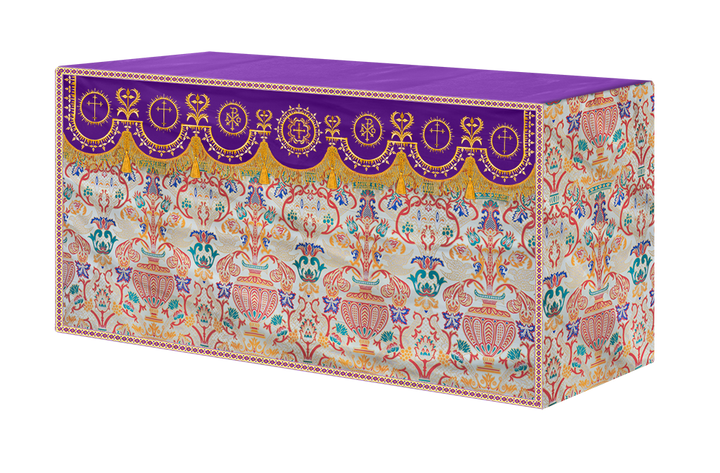 Tapestry Altar Cloth with Elegant Embroidered Trims