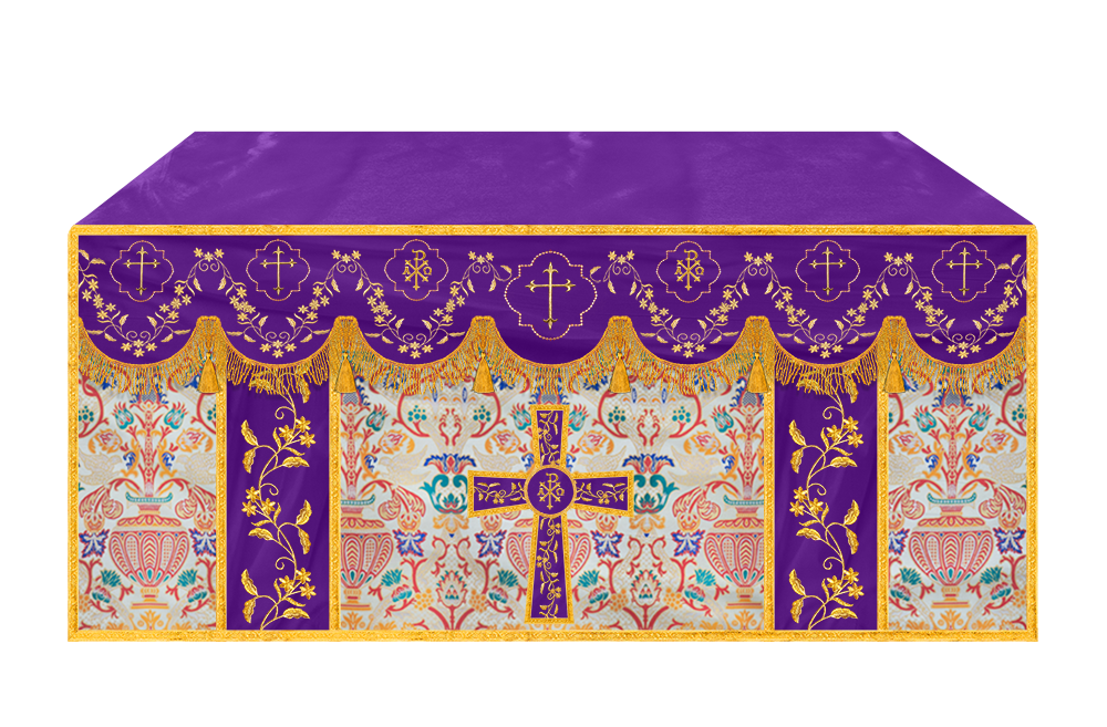 Floral Embroidery Tapestry Altar Cloth with motif