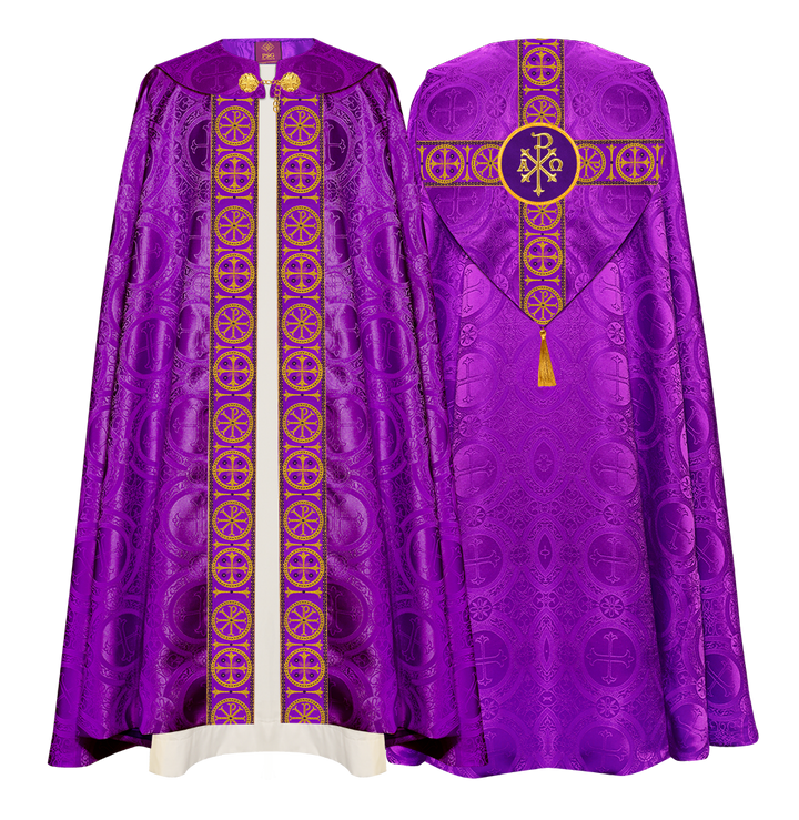 Gothic Cope Vestment with Cross Type Braided Motif