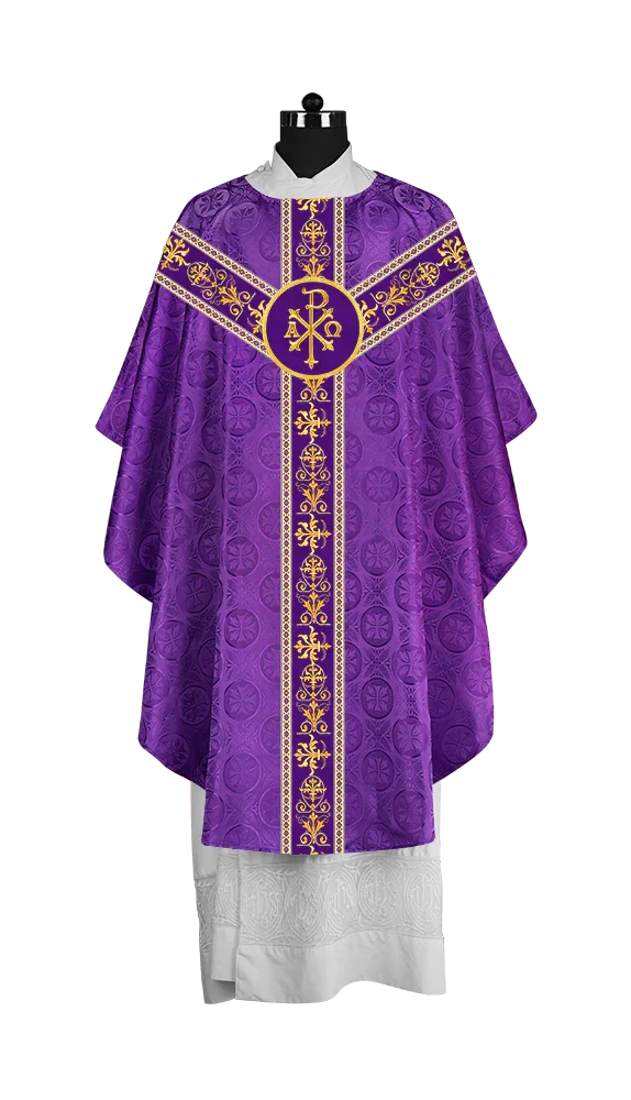 Elegant Gothic Chasuble with Embroidered Motif & Y-type Orphrey