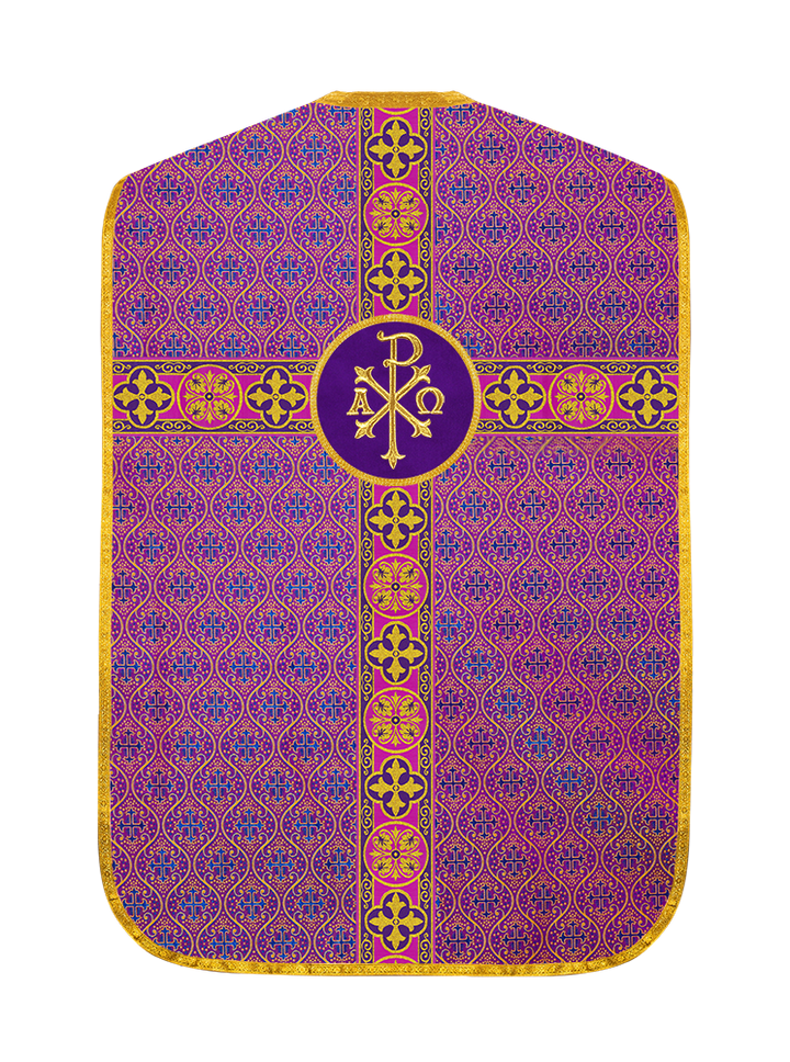 Roman Fiddleback Vestment with Motifs and Braided Trims