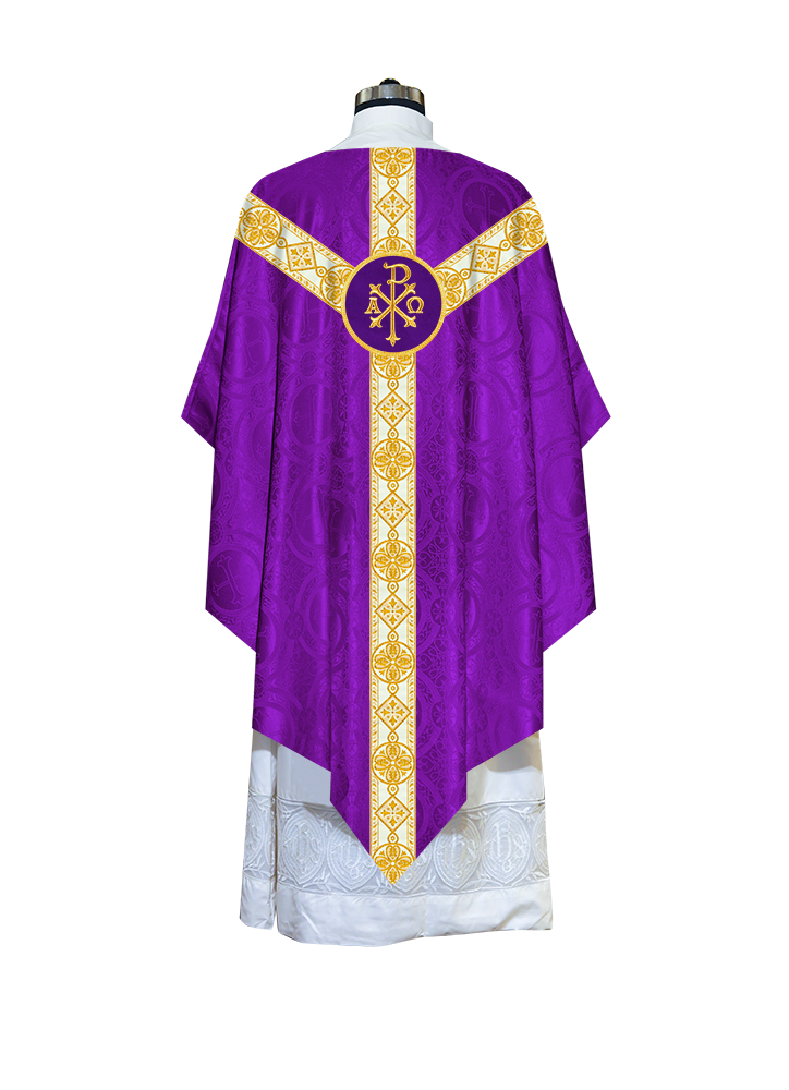 Traditional Pugin Style Chasuble Adorned with White Braids