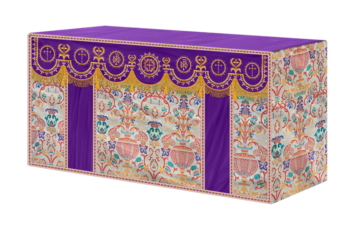 Tapestry Altar Cloth with Elegant Embroidered Trims