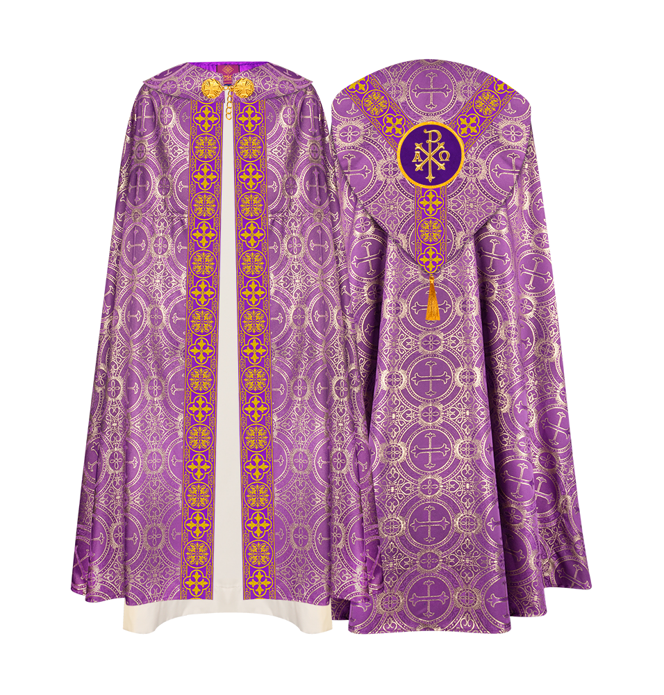 Gothic Cope Vestment with Y Type Braided Trims and Motifs