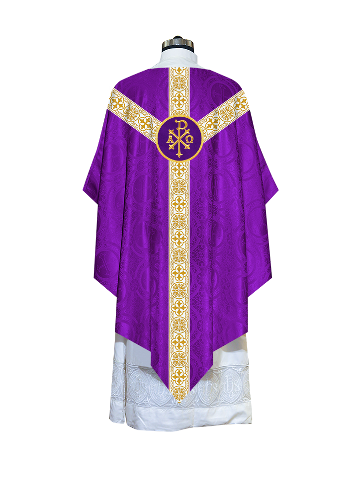 Traditional Pugin Style Chasuble Adorned with White Braids