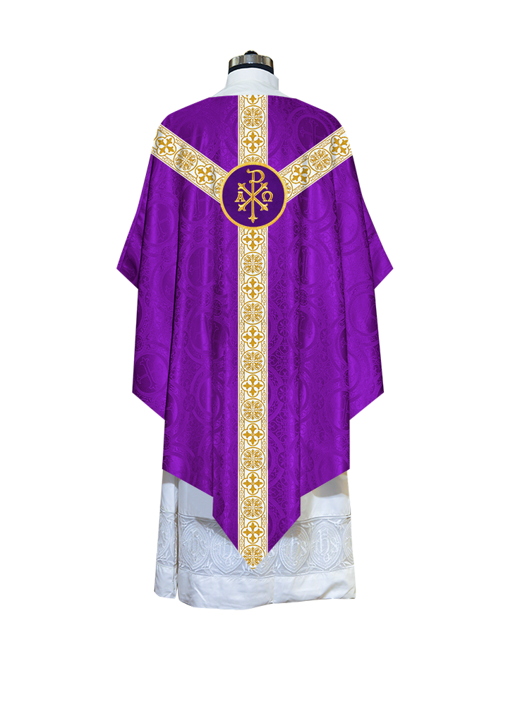 Traditional Pugin Style Chasuble Adorned with White Braids