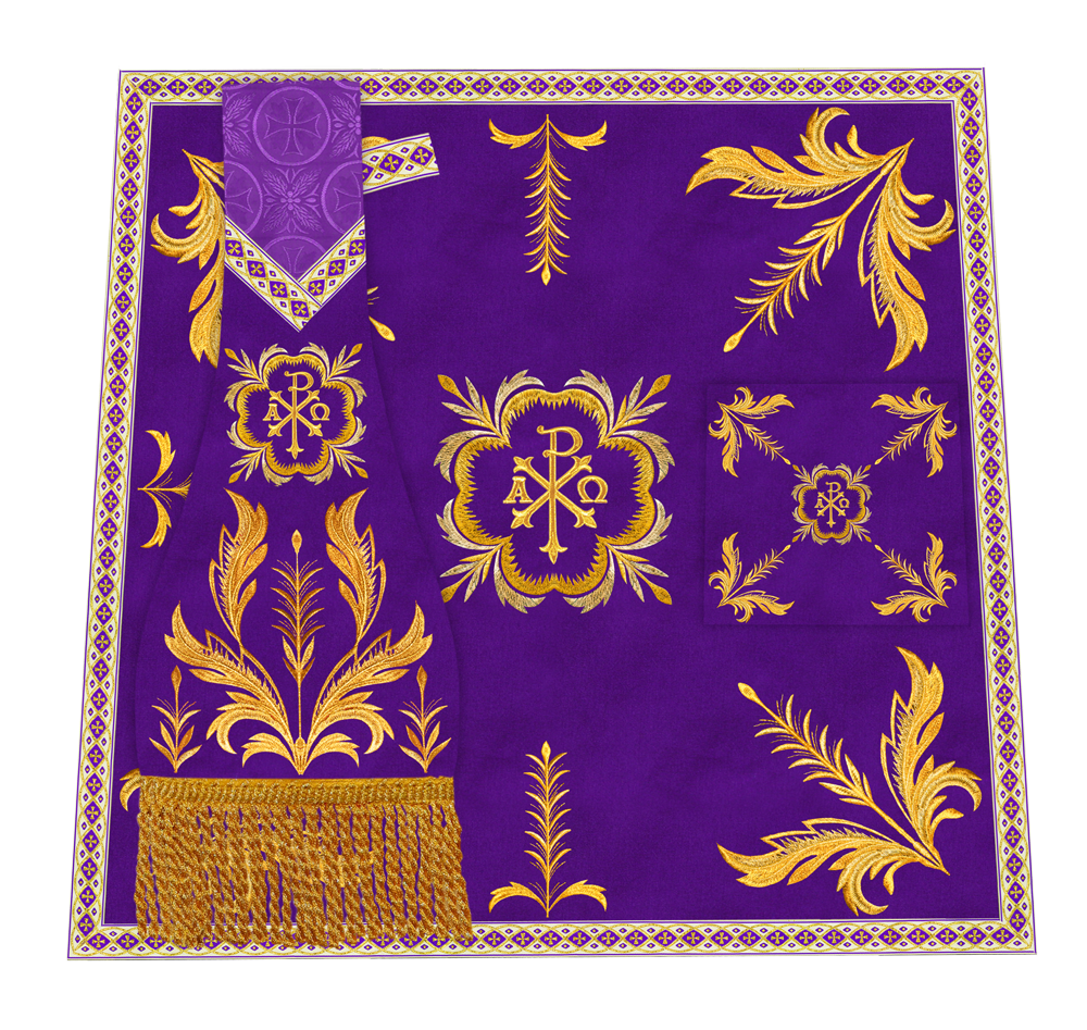 Altar Table Cloth with Fine Embroidered Trims & Spiritual Motifs