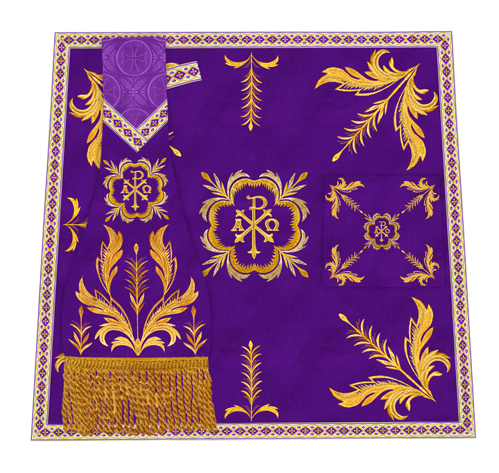 Altar Table Cloth with Fine Embroidered Trims & Spiritual Motifs