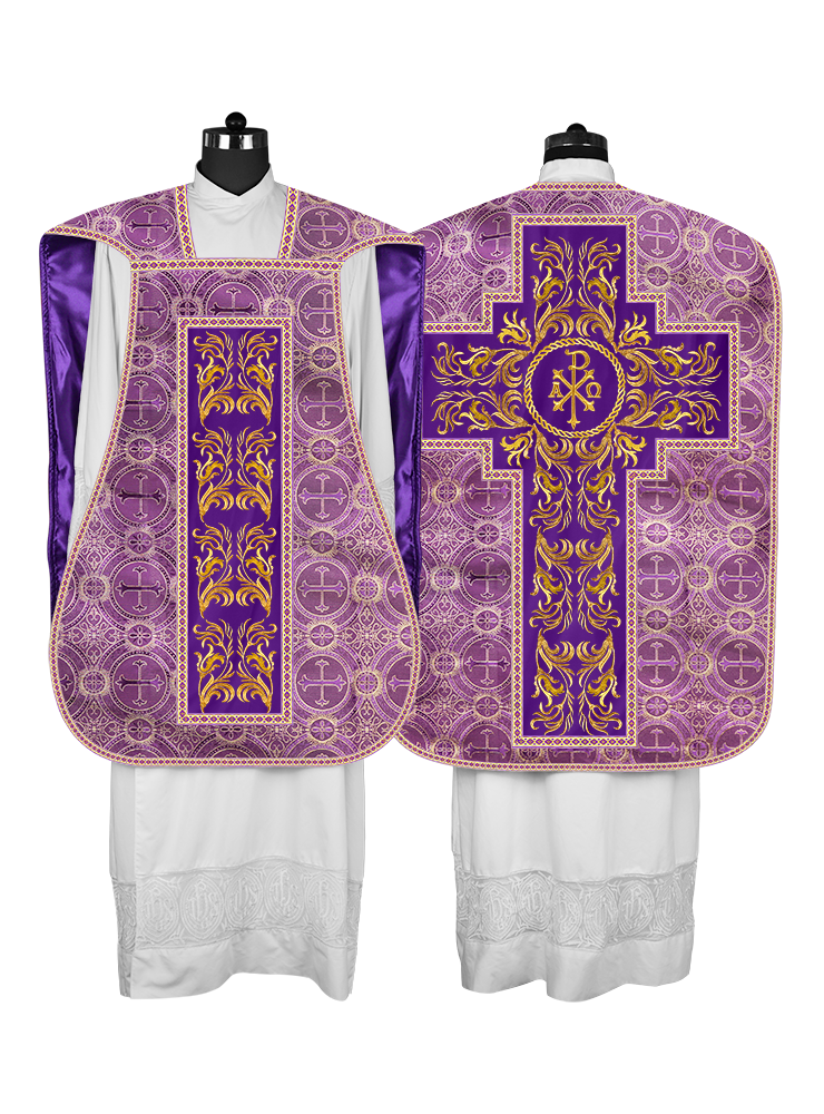 Roman Chasuble Vestment With Woven Braids and Trims