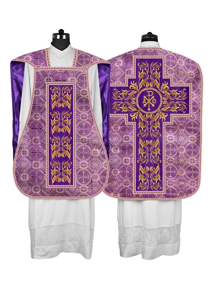 Roman Chasuble Vestment With Woven Braids and Trims